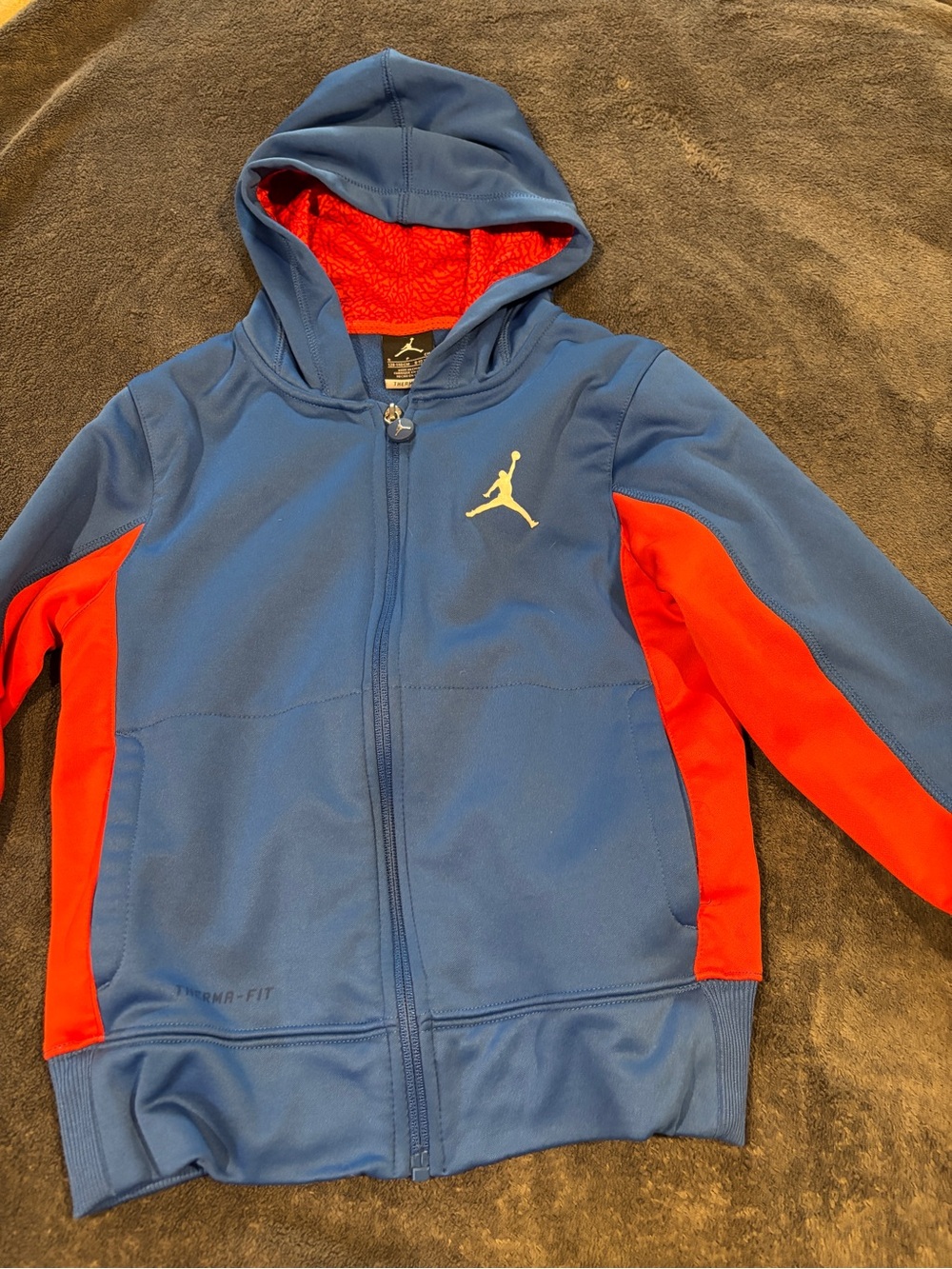 Jordan Boys' Blue & Inferno Red Full-Zip Hoodie size Small (8-10)